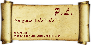 Porgesz Lázár névjegykártya